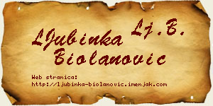 LJubinka Biolanović vizit kartica